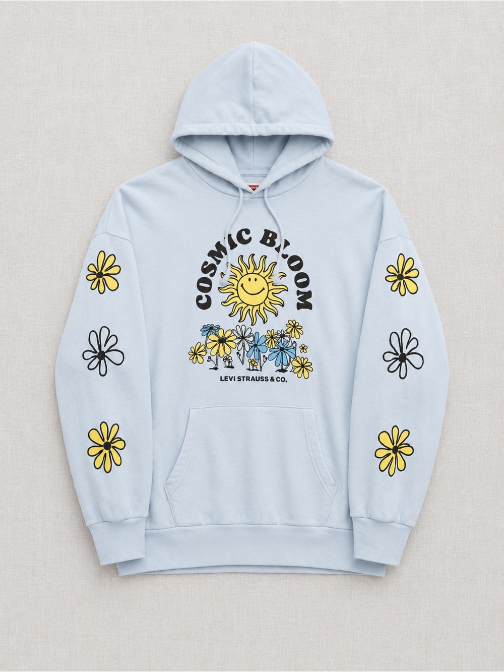 Levi's Cosmic Bloom Light Blue Graphic OverSized Hoodie